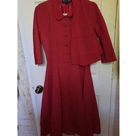 Trashy Diva Grace coat red ribbed rayon *Damaged* - Picture 2 of 5